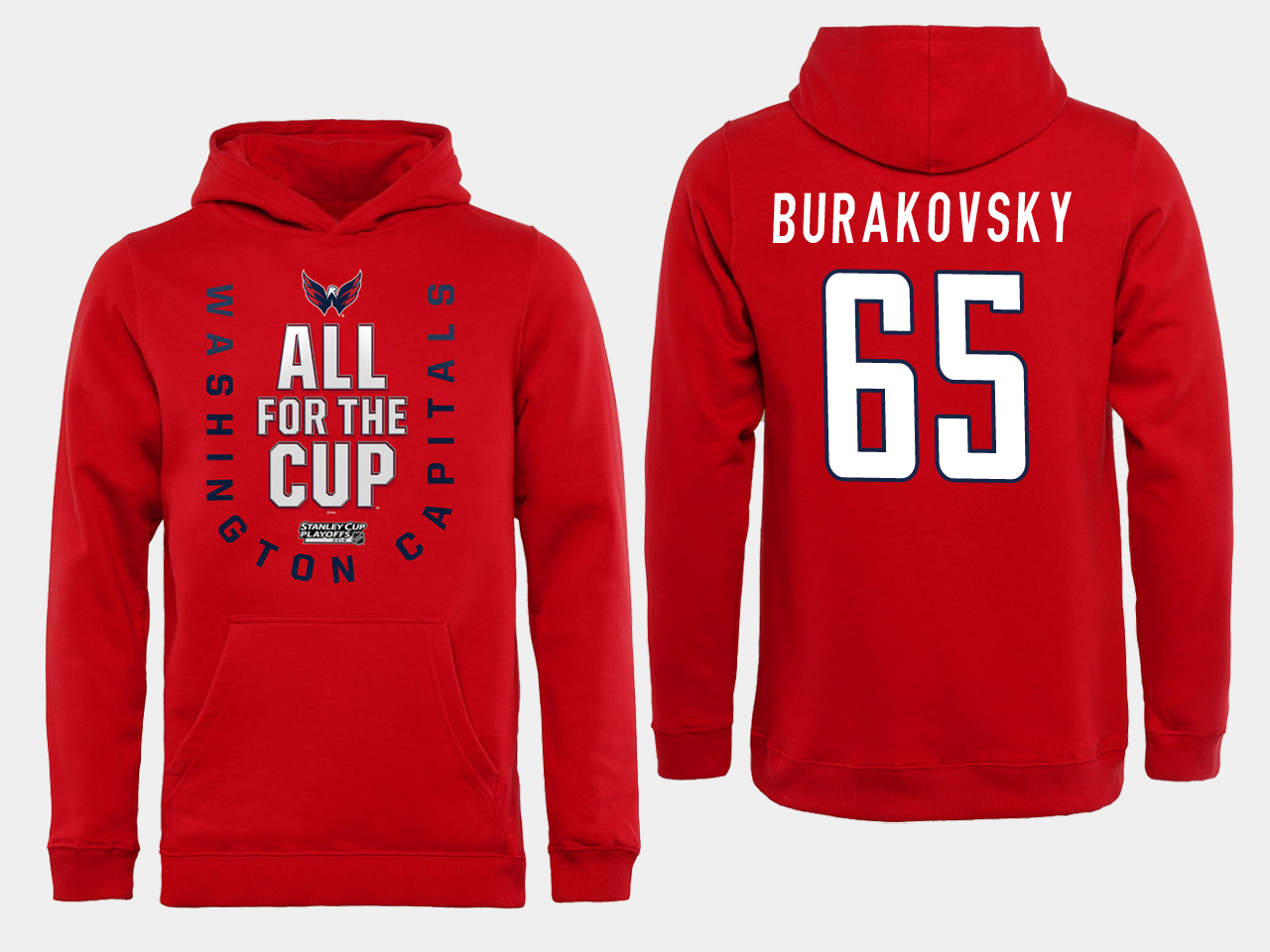 Men NHL Washington Capitals #65 Burakovsky Red All for the Cup Hoodie->washington capitals->NHL Jersey